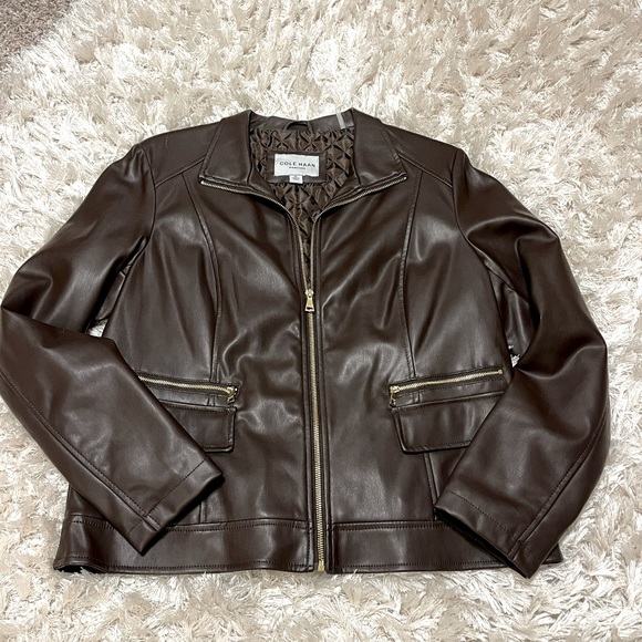 ✨ NWT Ladies XL Brown Cole Haan Signature Jacket 🧥 ✨ - Picture 1 of 11